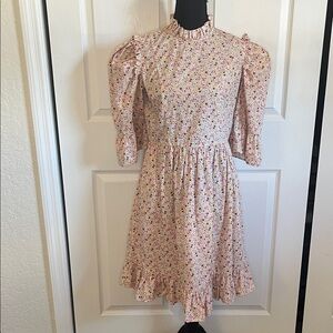 Batsheva Cream Floral Ruffled Long Sleeve Dress